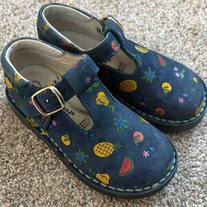 Minibel France leather classic shoes blue fruits Sz 25